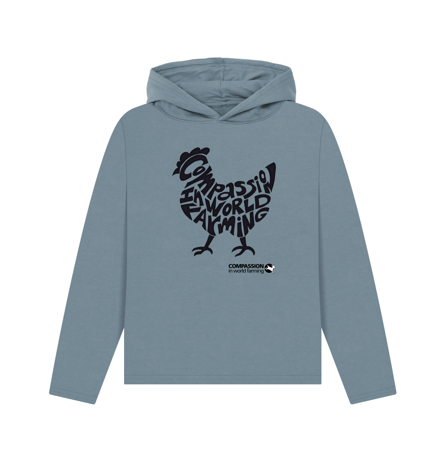 Stone Blue Printed Hoody Front