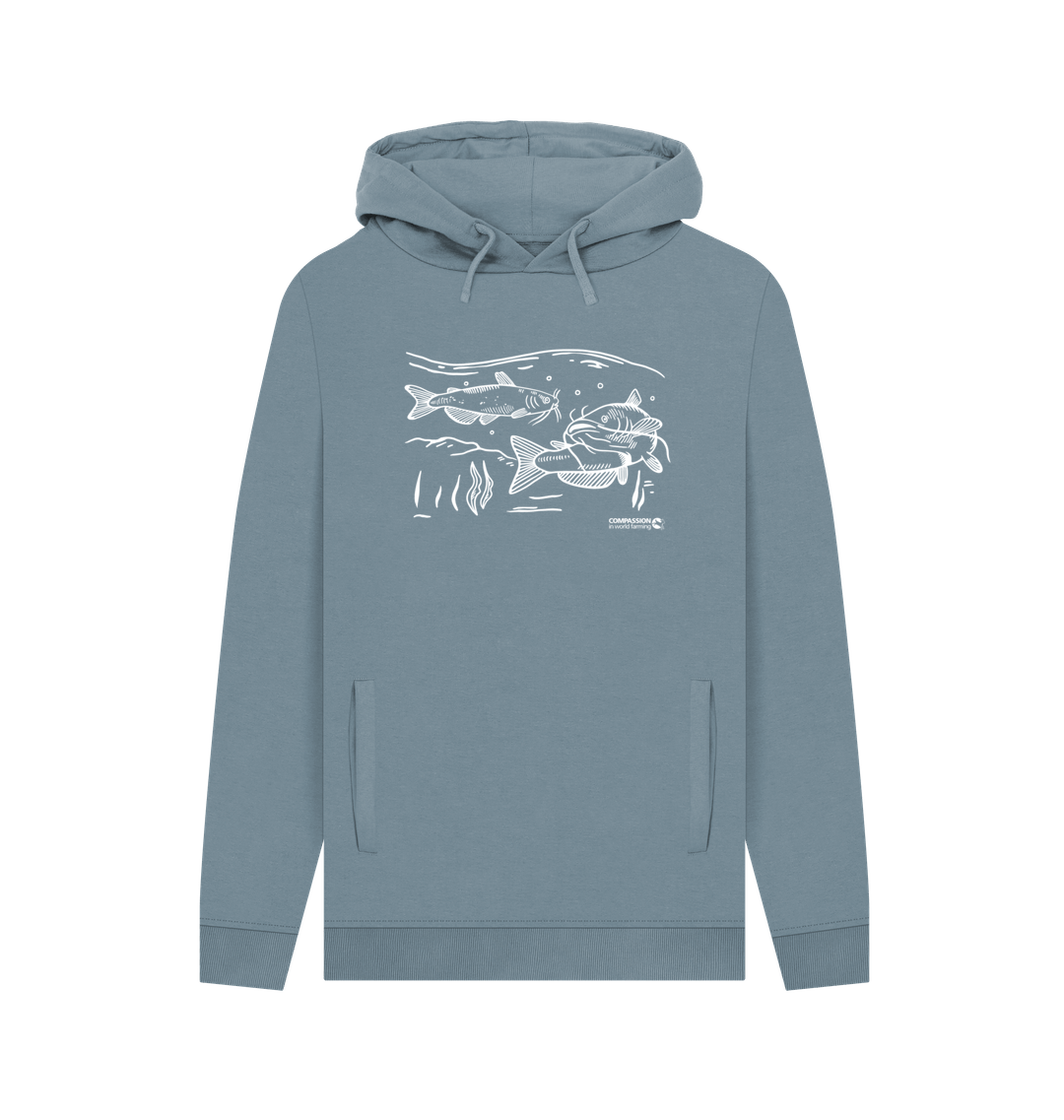 Stone Blue Printed Hoody Front