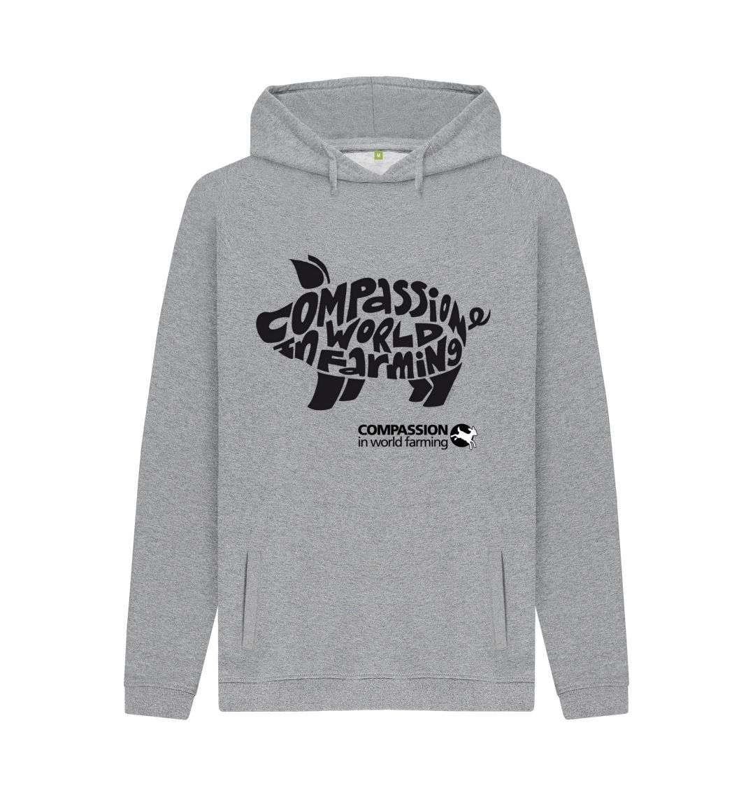 Light Heather Men's Compassion Pig Hoodie