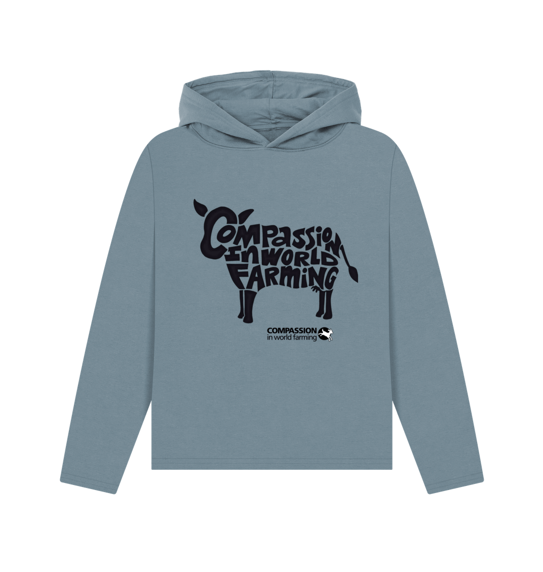 Stone Blue Printed Hoody Front