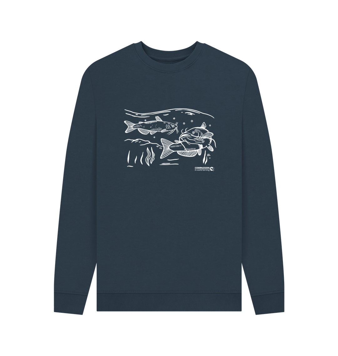 Navy Blue Printed Sweater Front