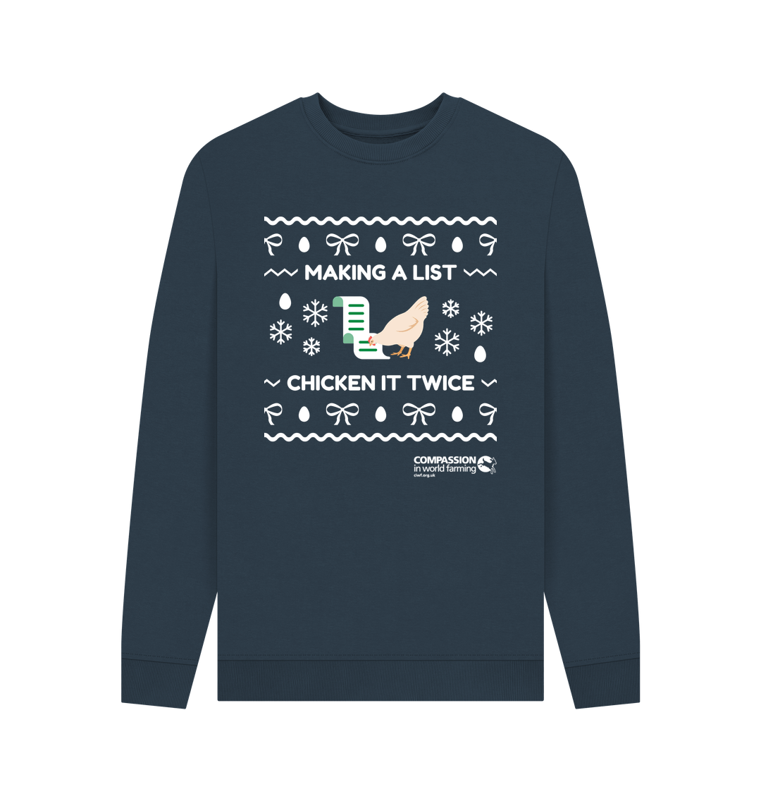 Navy Blue Printed Sweater Front