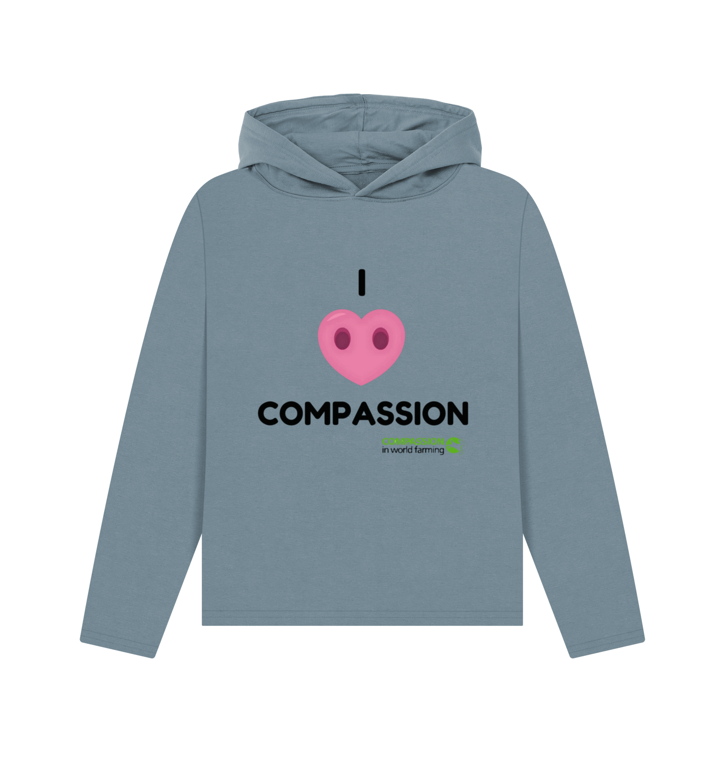 Stone Blue Printed Hoody Front