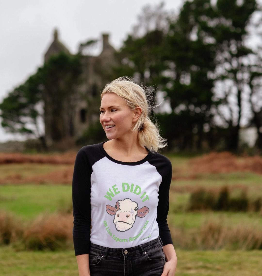 Women's Banned Live Exports Celebration Baseball T-shirt