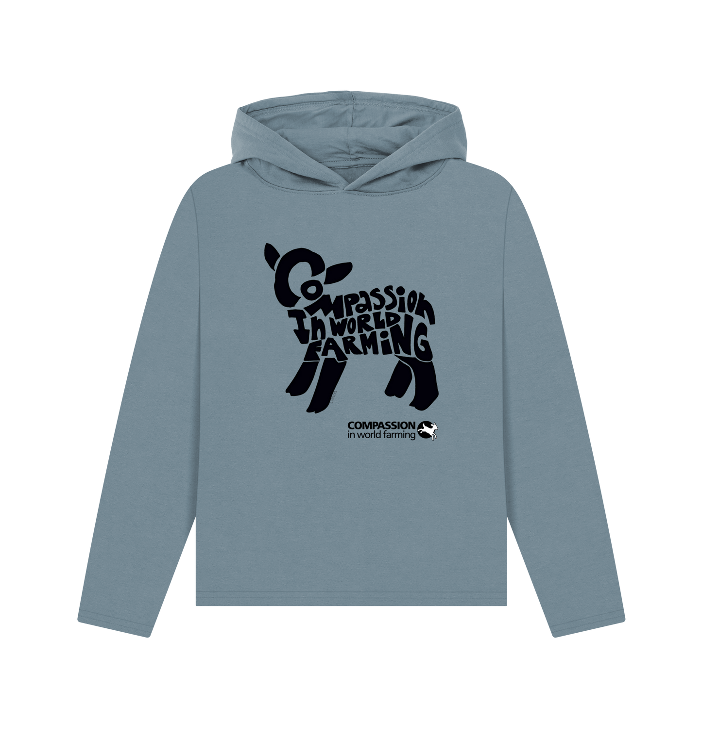 Stone Blue Printed Hoody Front