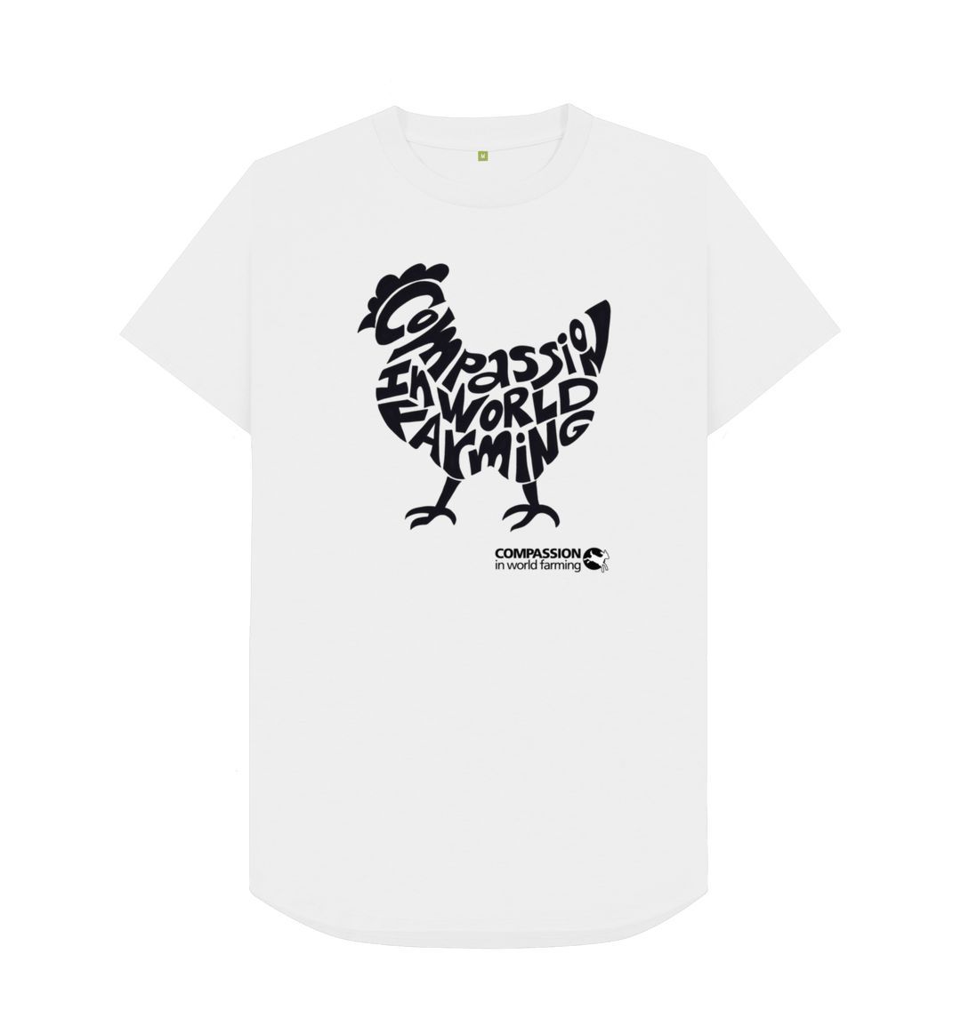 White Men's Compassion Chicken Longline T-Shirt