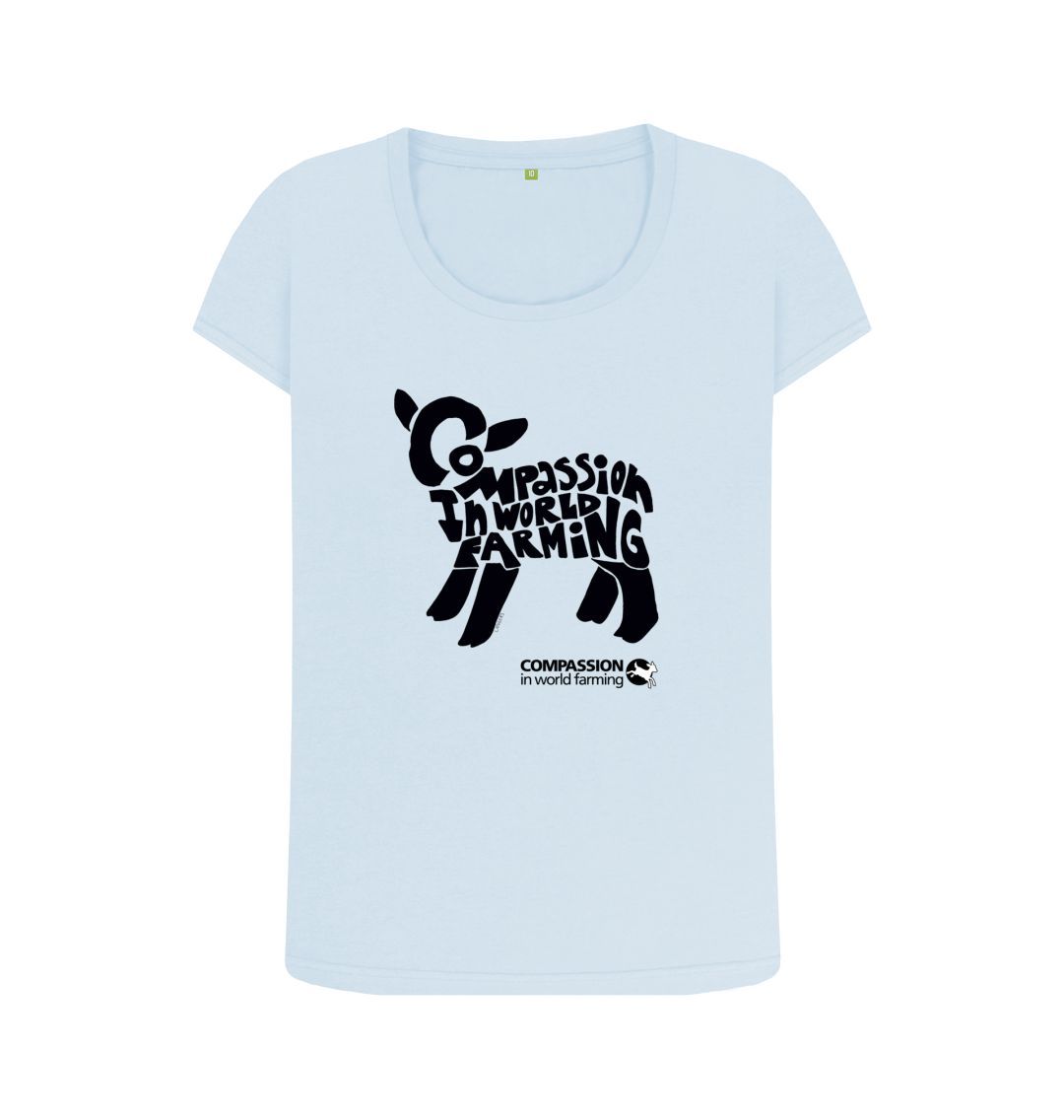 Sky Blue Women's Compassion Lamb Scoop Neck T-Shirt
