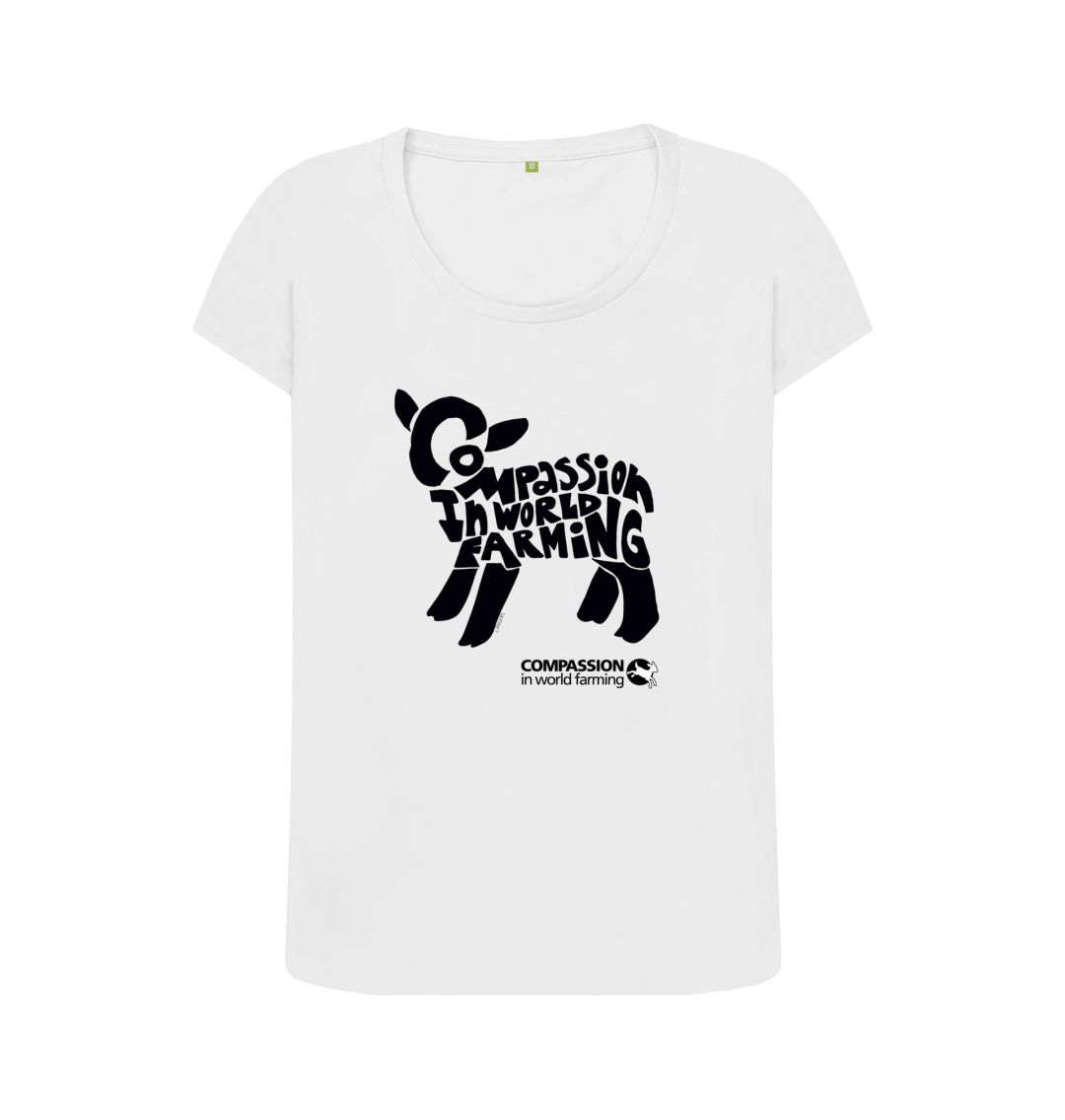 White Women's Compassion Lamb Scoop Neck T-Shirt