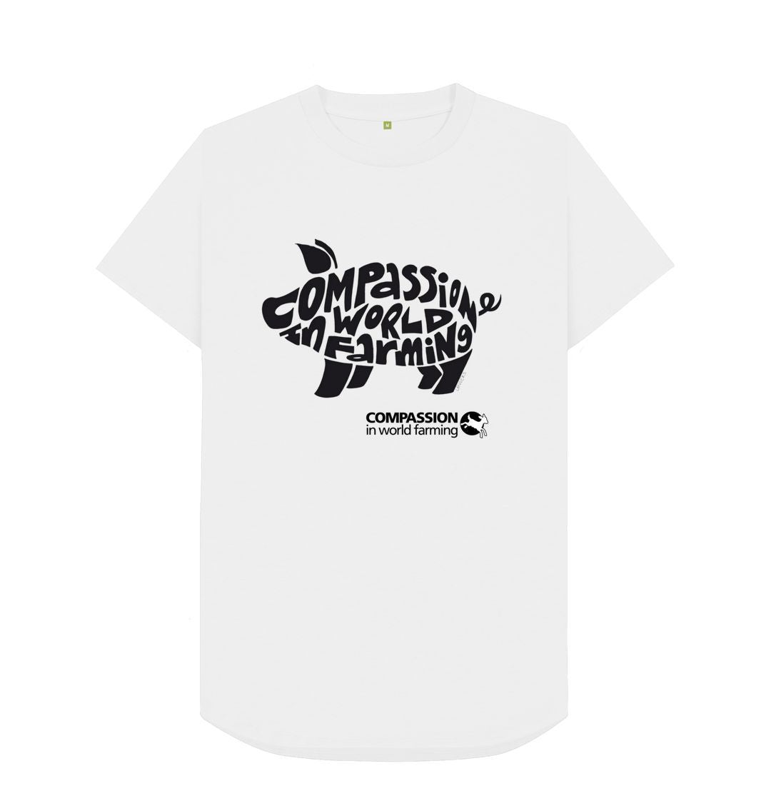 White Men's Compassion Pig Longline -Shirt