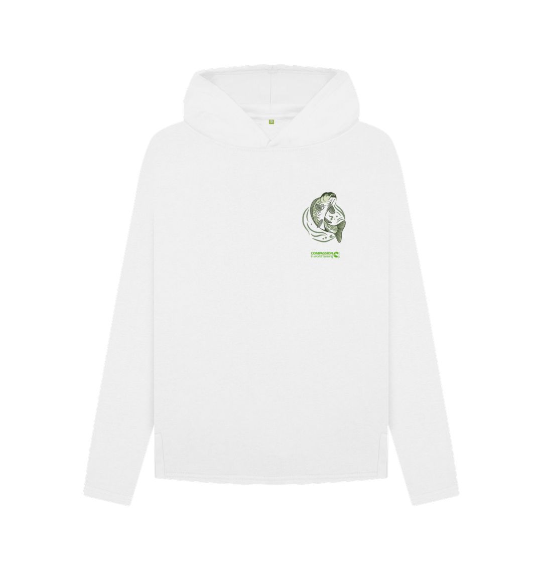 White Women's Carp Pocket Hoodie