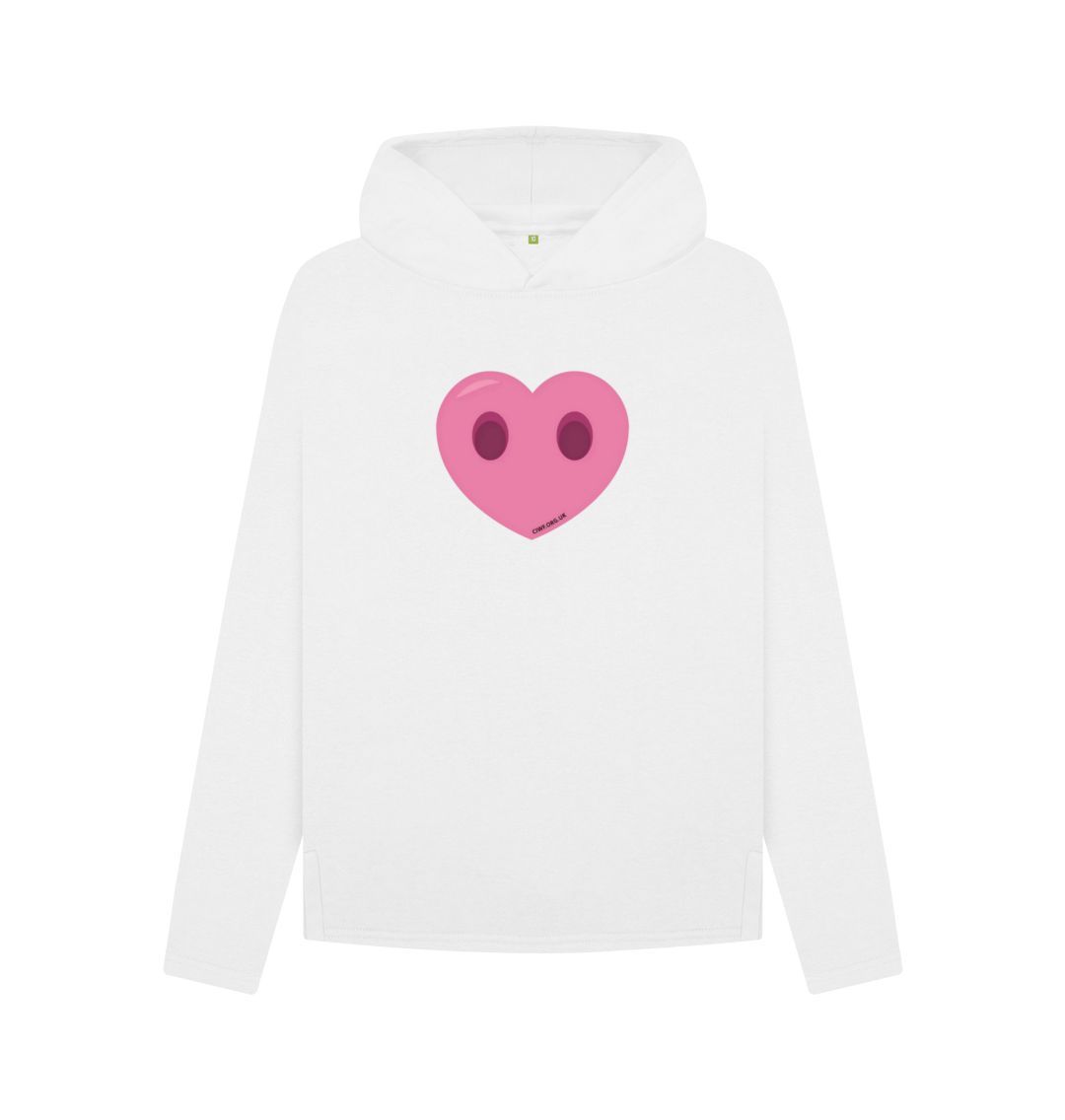 White Women's Compassion Heart Relaxed Fit Hoodie