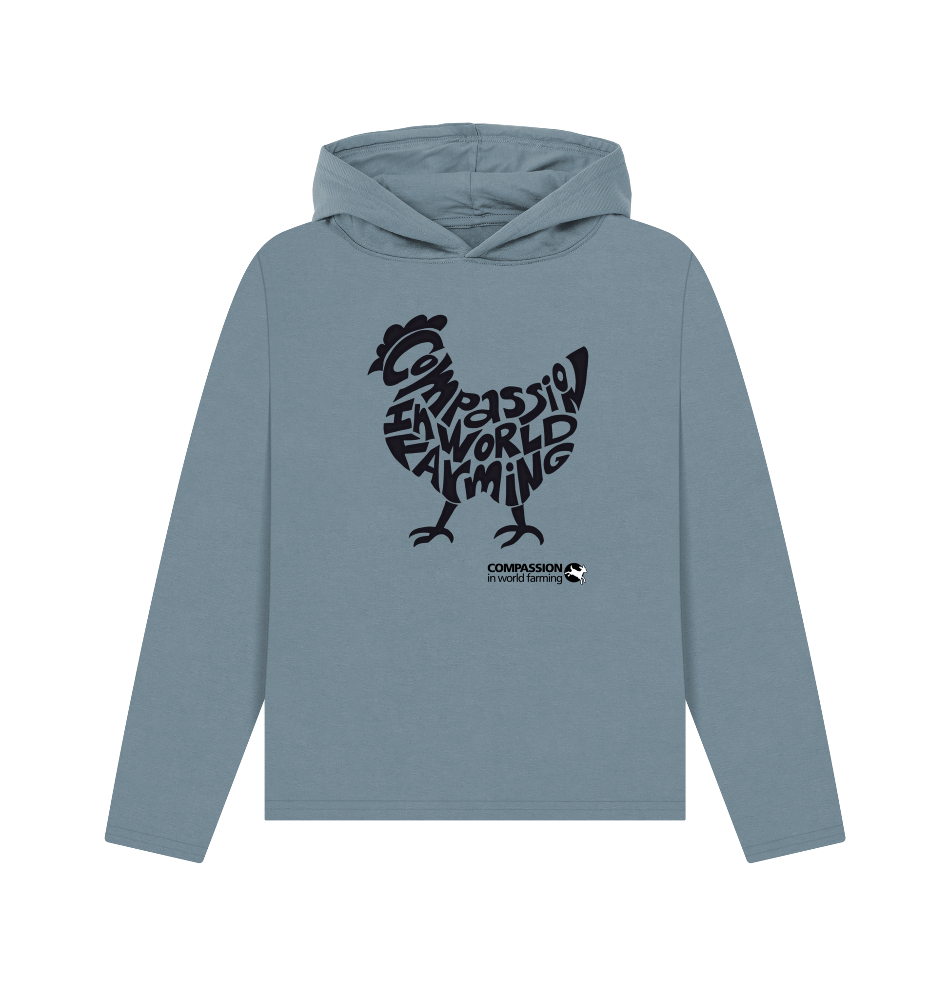 Stone Blue Printed Hoody Front
