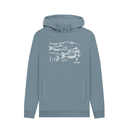 Stone Blue Printed Hoody Front