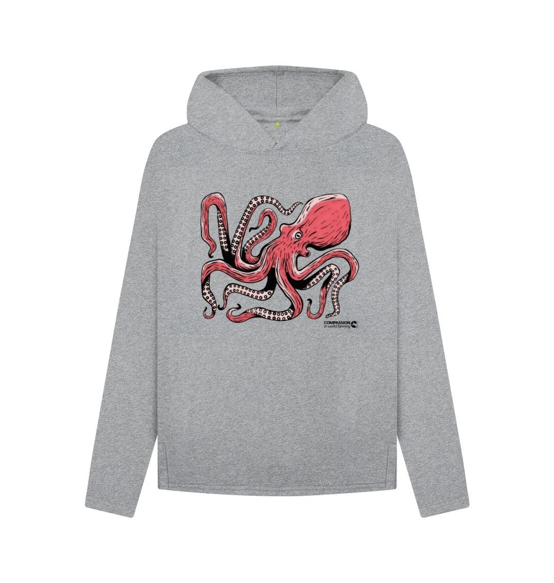 Athletic Grey Women's Octopus Relaxed Fit Hoodie