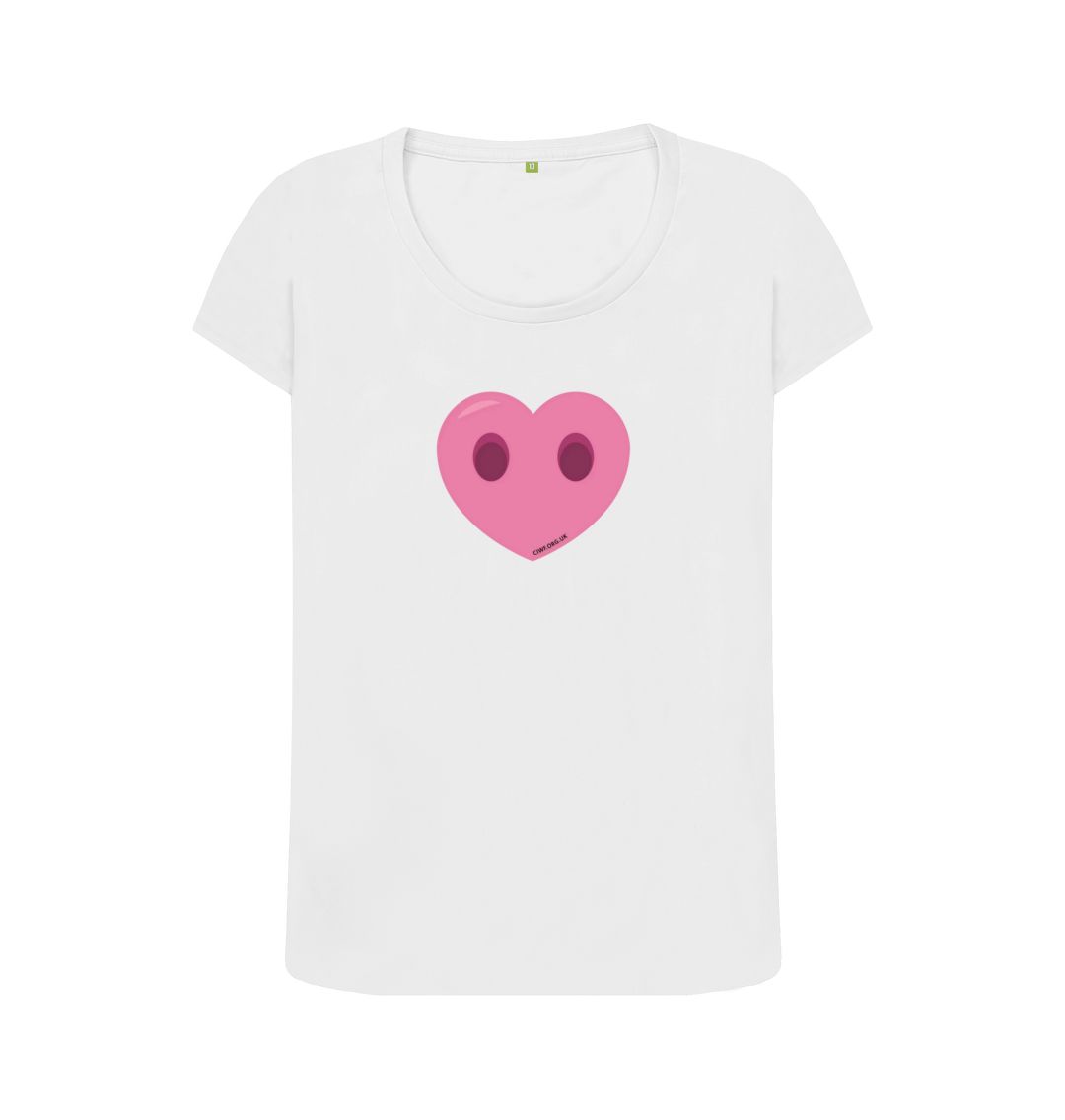 White Women's Compassion Heart Scoop Neck T-Shirt