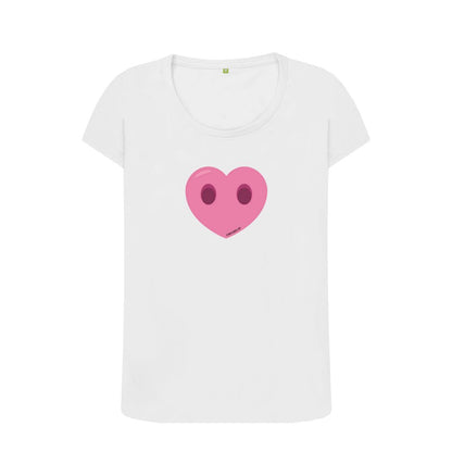 White Women's Compassion Heart Scoop Neck T-Shirt