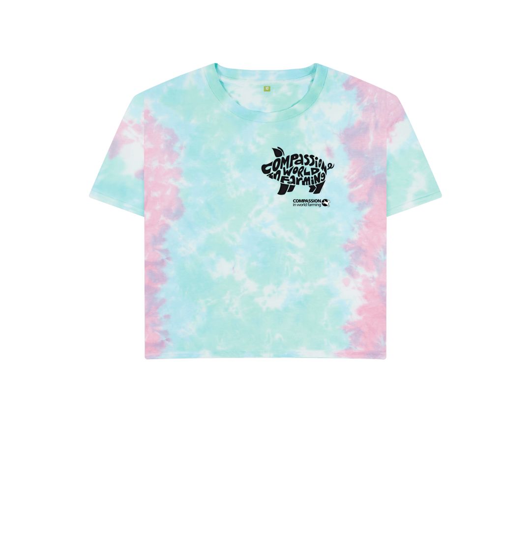 Pastel Tie Dye Women's Compassion Pig Boxy T-Shirt