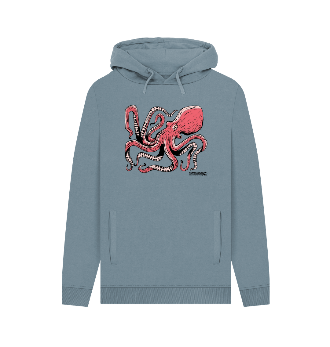 Stone Blue Printed Hoody Front