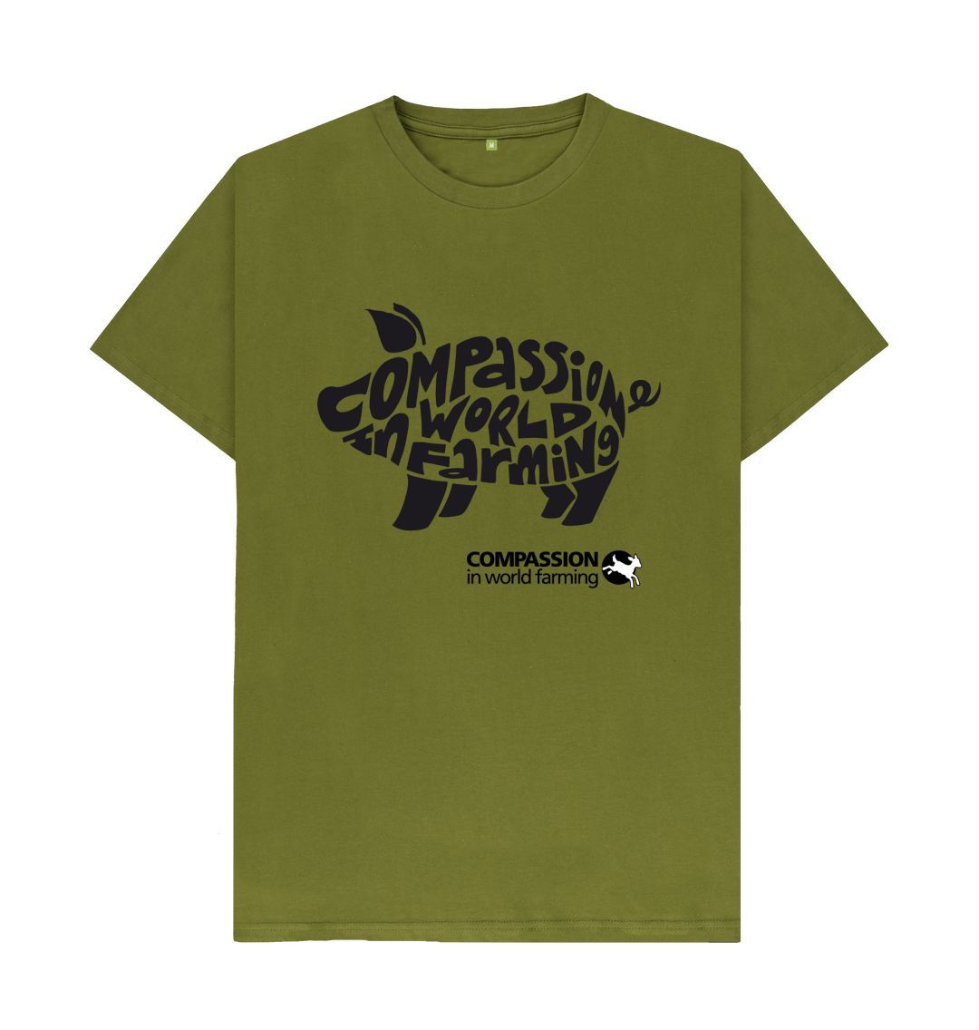 Moss Green Men's Compassion Pig T-Shirt