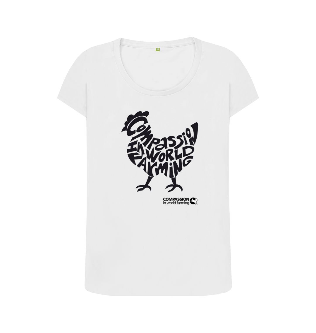 White Women's Compassion Chicken Scoop Neck T-Shirt