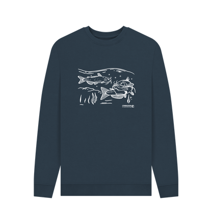 Navy Blue Printed Sweater Front