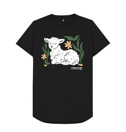 Black Men's Lamb Longline T-Shirt