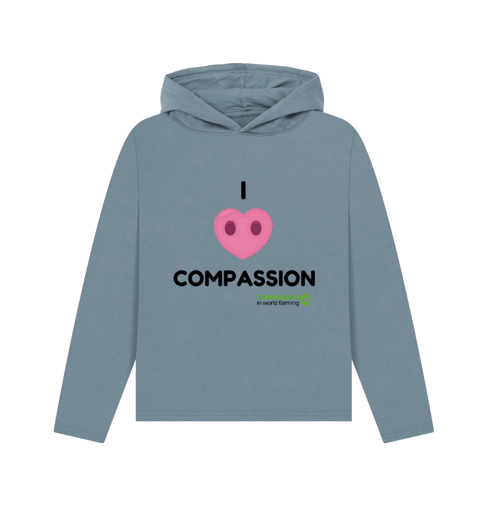 Stone Blue Printed Hoody Front