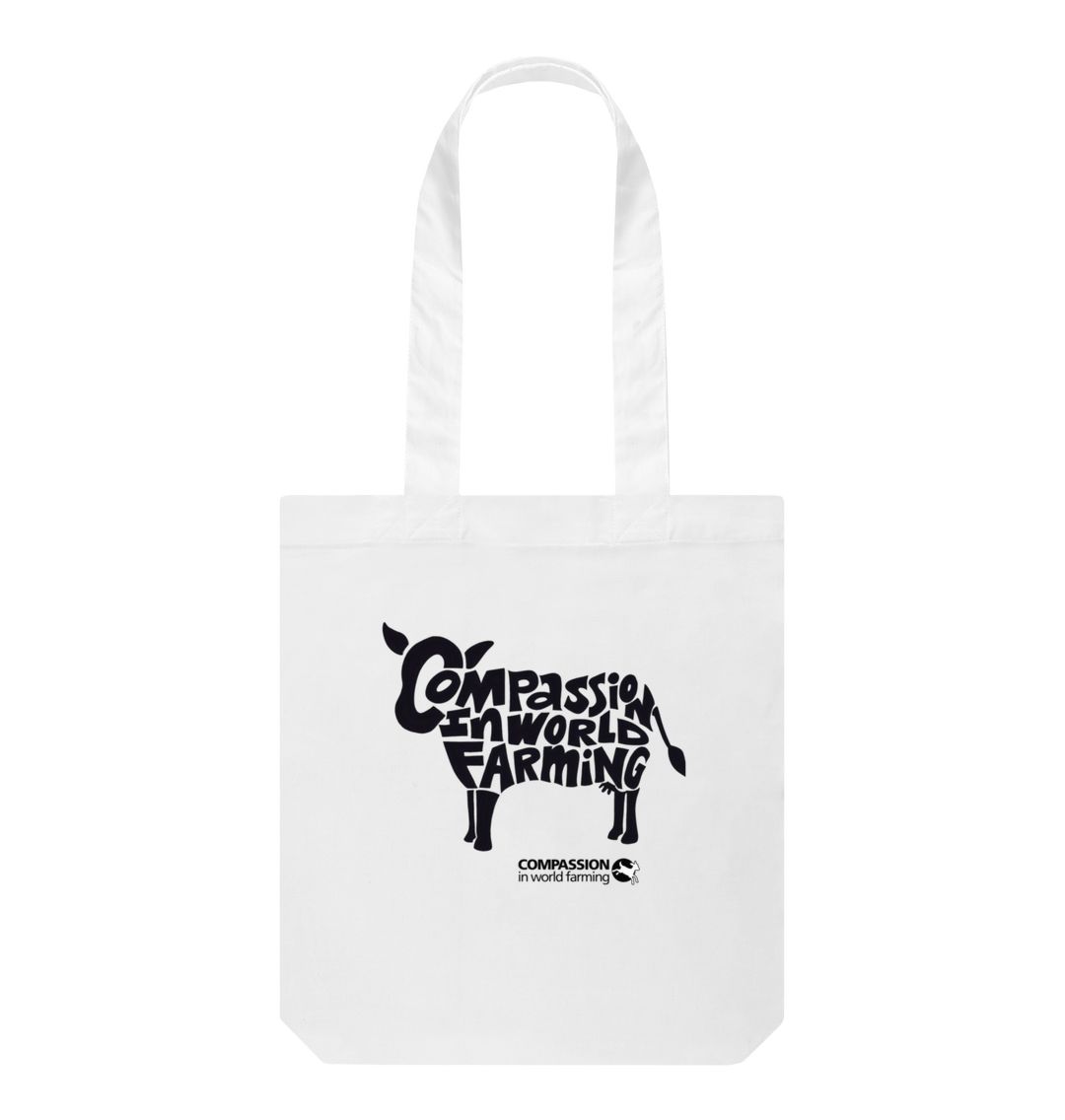 White Compassion Cow Tote Bag