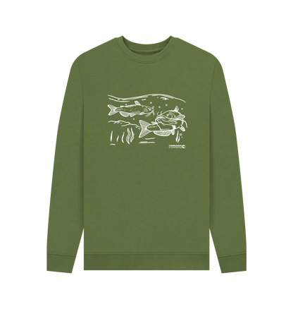 Khaki Printed Sweater Front