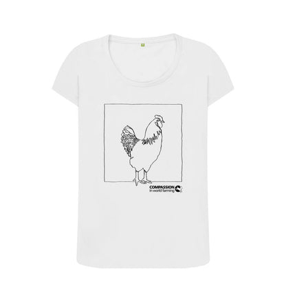 White Women's Chicken Scoop Neck T-Shirt