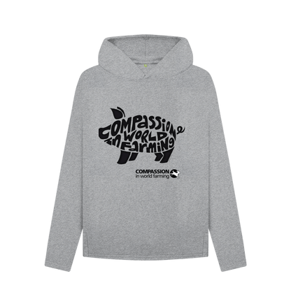 Athletic Grey Women's Compassion Pig Relaxed Fit Hoodie