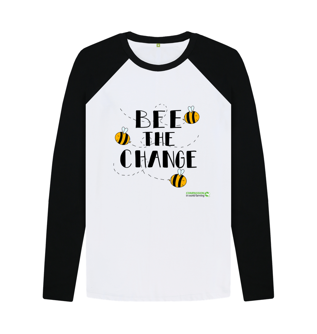 Black-White Bee The Change Unisex Baseball Tee