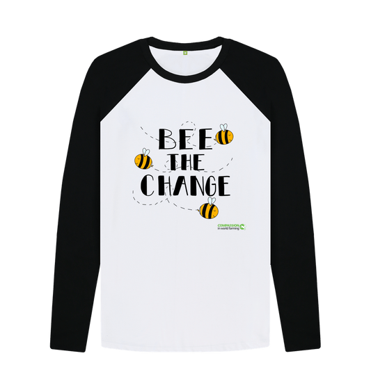 Black-White Bee The Change Unisex Baseball Tee