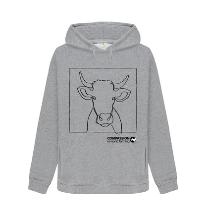 Light Heather Women's Cow Hoodie