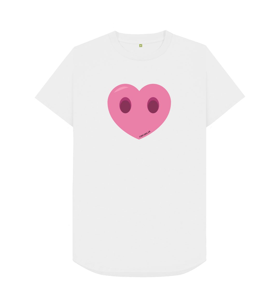 White Men's Compassion Heart Longline T-Shirt