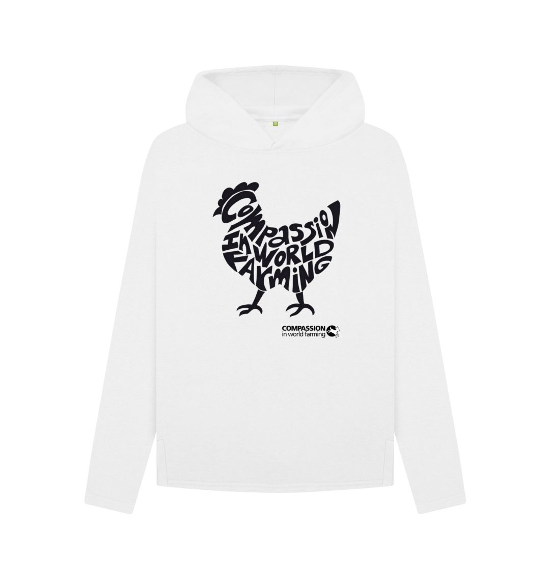 White Women's Compassion Chicken Relaxed Fit Hoodie