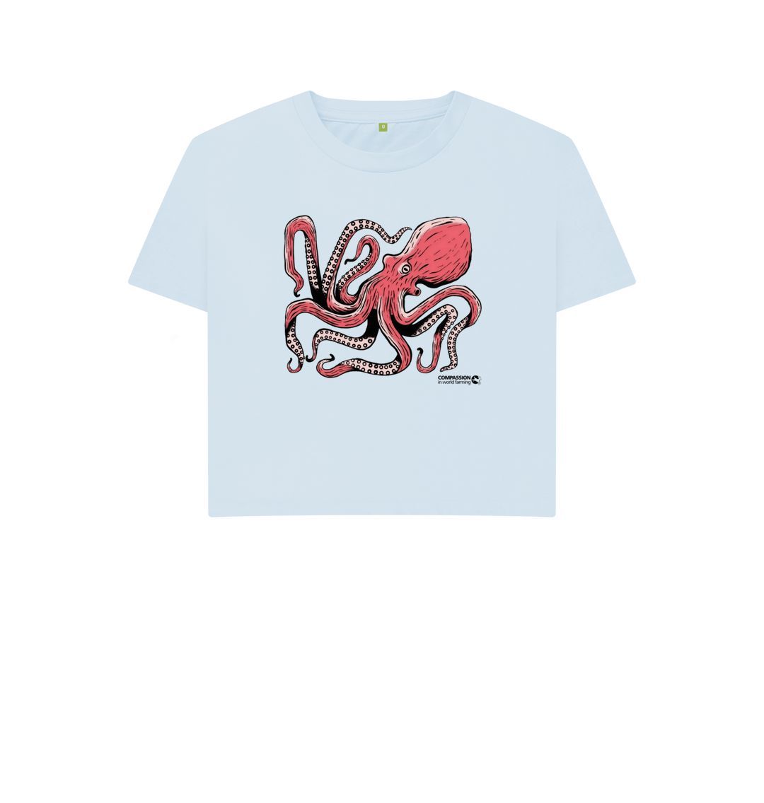 Sky Blue Women's Octopus Boxy T-Shirt
