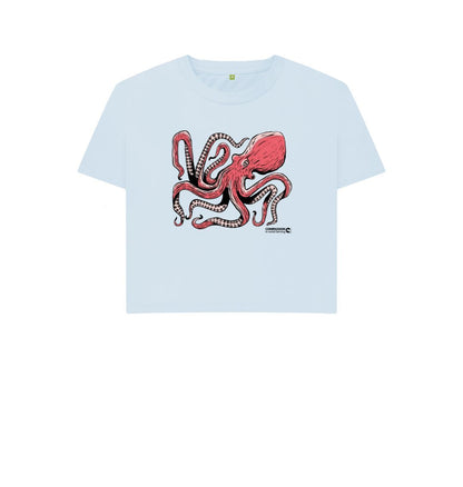 Sky Blue Women's Octopus Boxy T-Shirt