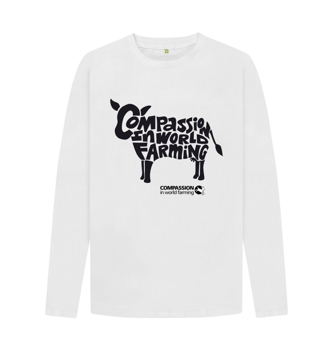 White Men's Compassion Cow Long Sleeve T-Shirt