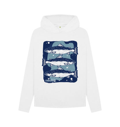 White Women's Salmon Hoodie