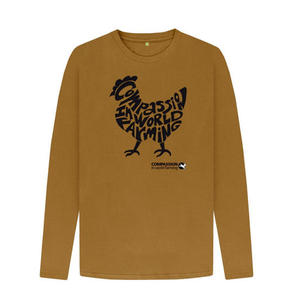 Brown Men's Compassion Chicken Long Sleeve T-Shirt