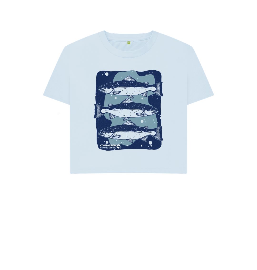 Sky Blue Women's Salmon Boxy T-shirt