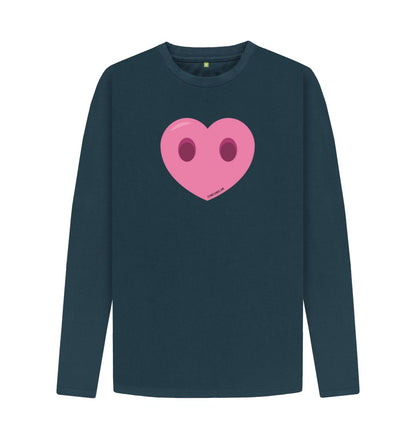 Denim Blue Men's Compassion Heart Long Sleeve T-Shirt