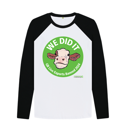 Black-White Men's Green Circle Ban Live Exports Celebration Baseball T-shirt