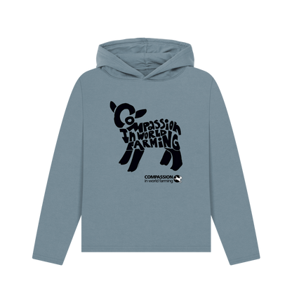 Stone Blue Printed Hoody Front