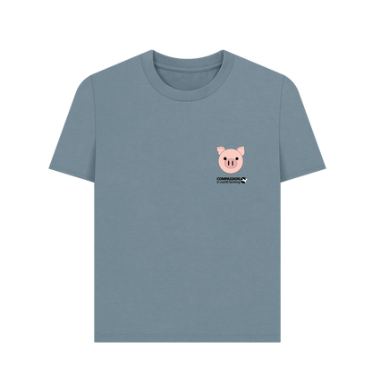 Stone Blue Fields Not Factories Pig Women's oversized t-shirt