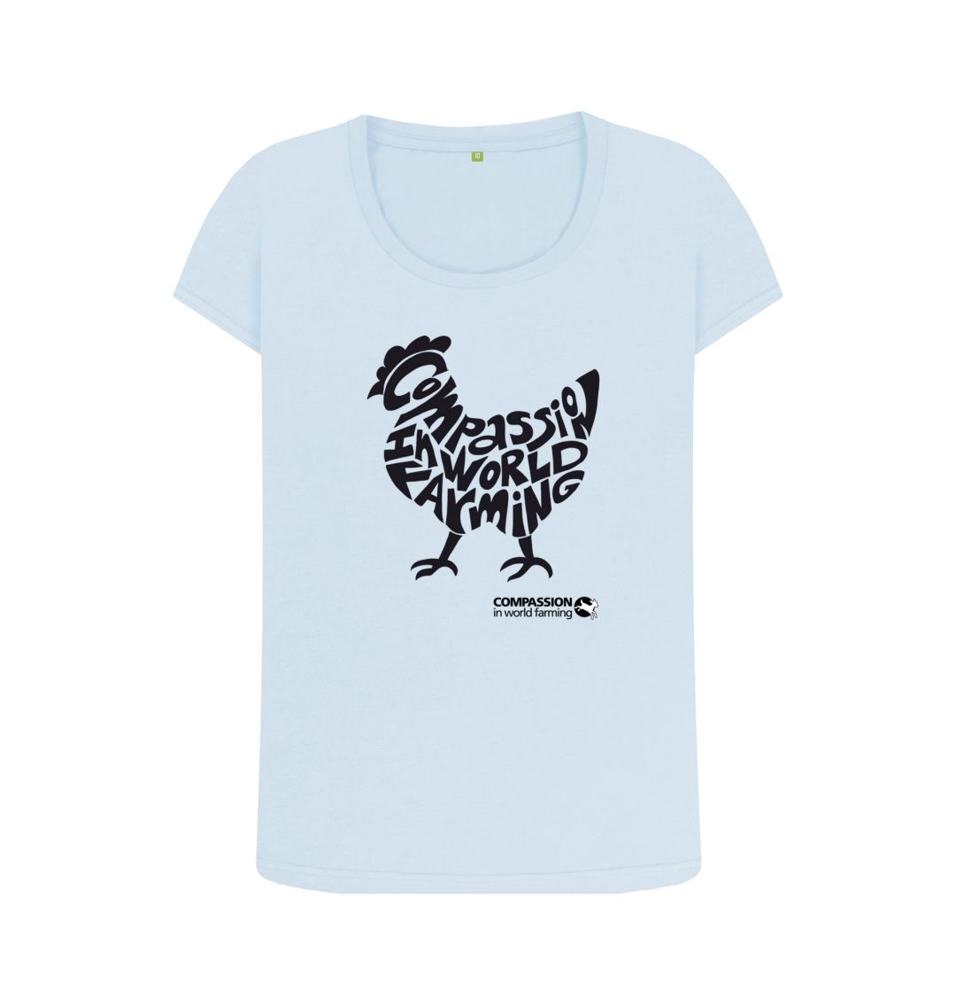 Sky Blue Women's Compassion Chicken Scoop Neck T-Shirt