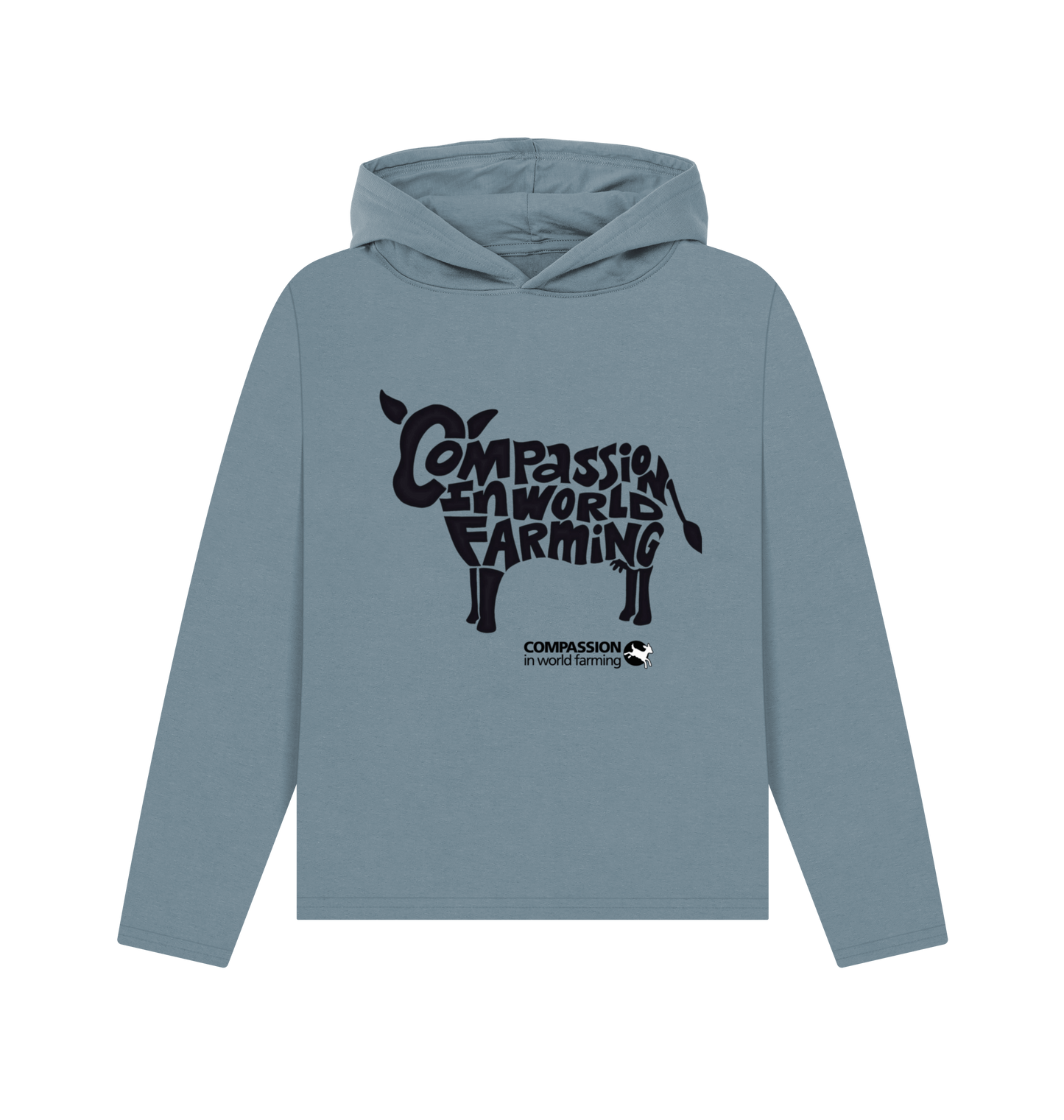 Stone Blue Printed Hoody Front