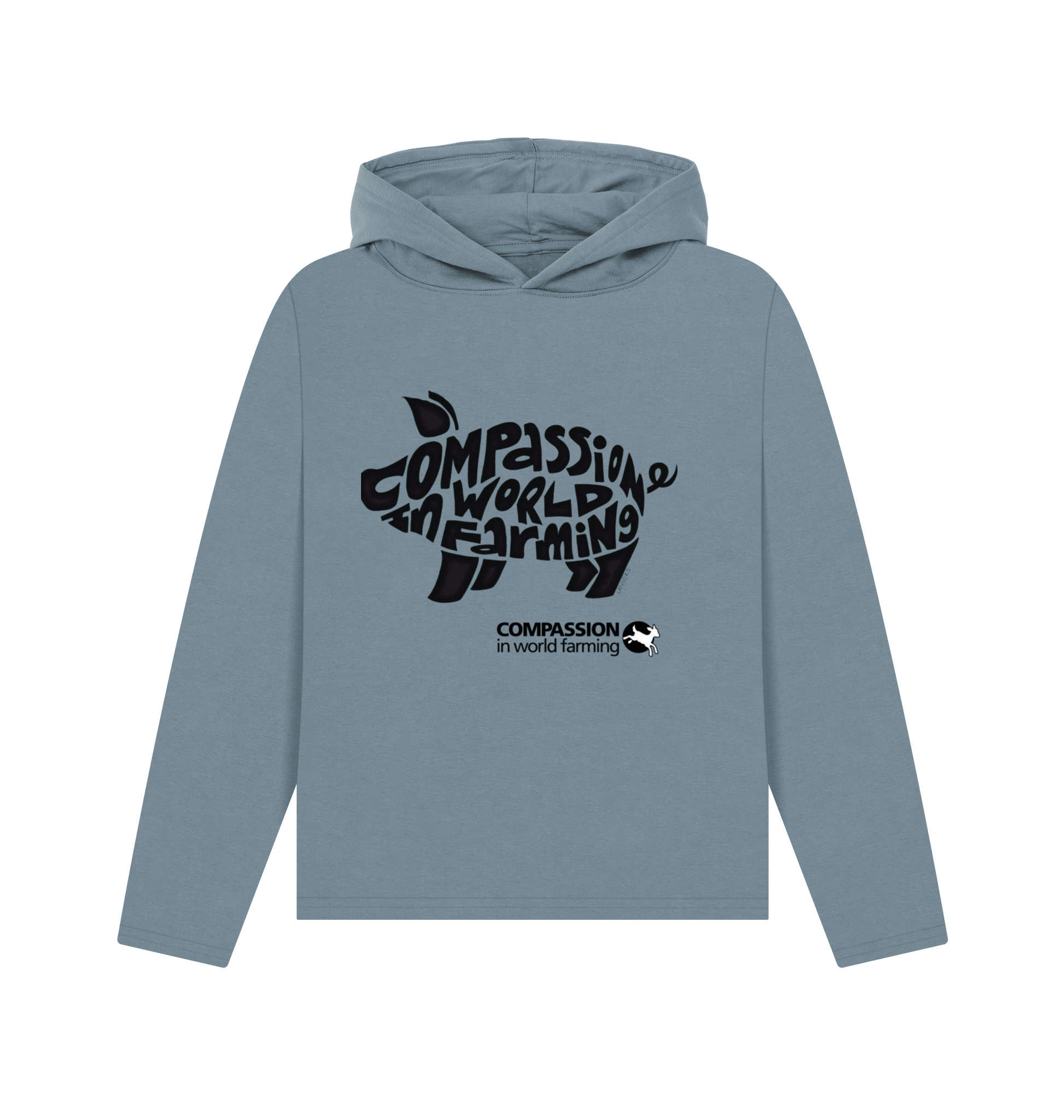 Stone Blue Printed Hoody Front