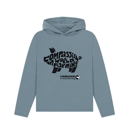 Stone Blue Printed Hoody Front